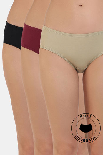 Buy Zivame Low Rise Full Coverage Bikini Panty (Pack of 3) - Assorted